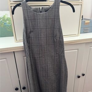 Banana Republic Gray Plaid Midi Sheath Dress
